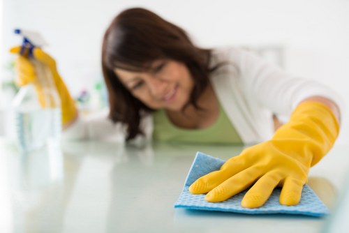 Local technician cleaning a corner sofa in Crystal Palace